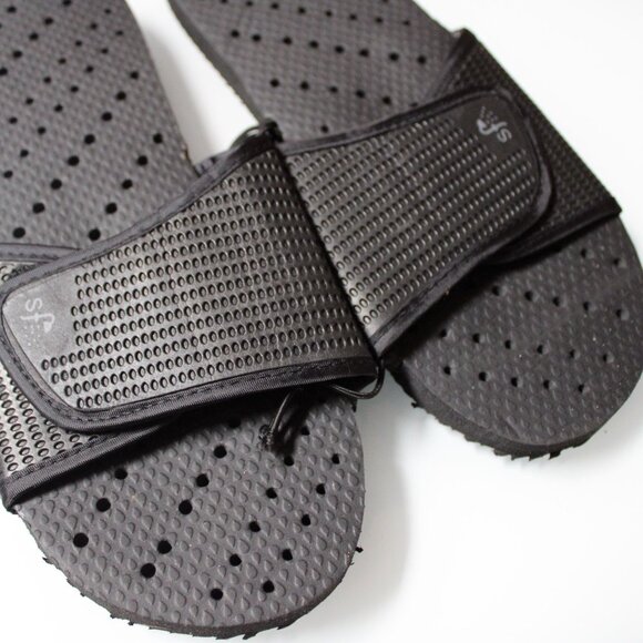 Showaflops Black Solid Shower Sandals Flip Flops Size 7 Mens Slip Resistant NWOT - Picture 2 of 7